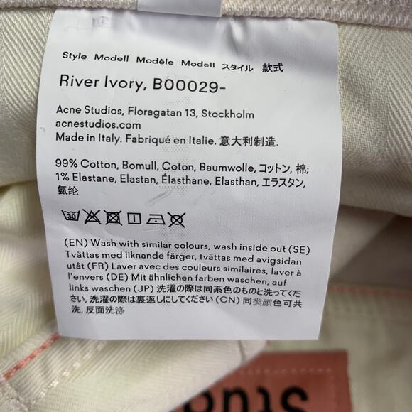 ACNE STUDIOS Size 28 River Ivory Cream Cotton Blend Twill Button Fly Jeans - Picture 7 of 7